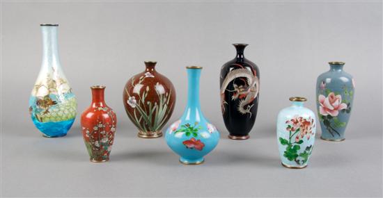 Appraisal: A Collection of Seven Japanese Cloisonne Cabinet Vases Height of