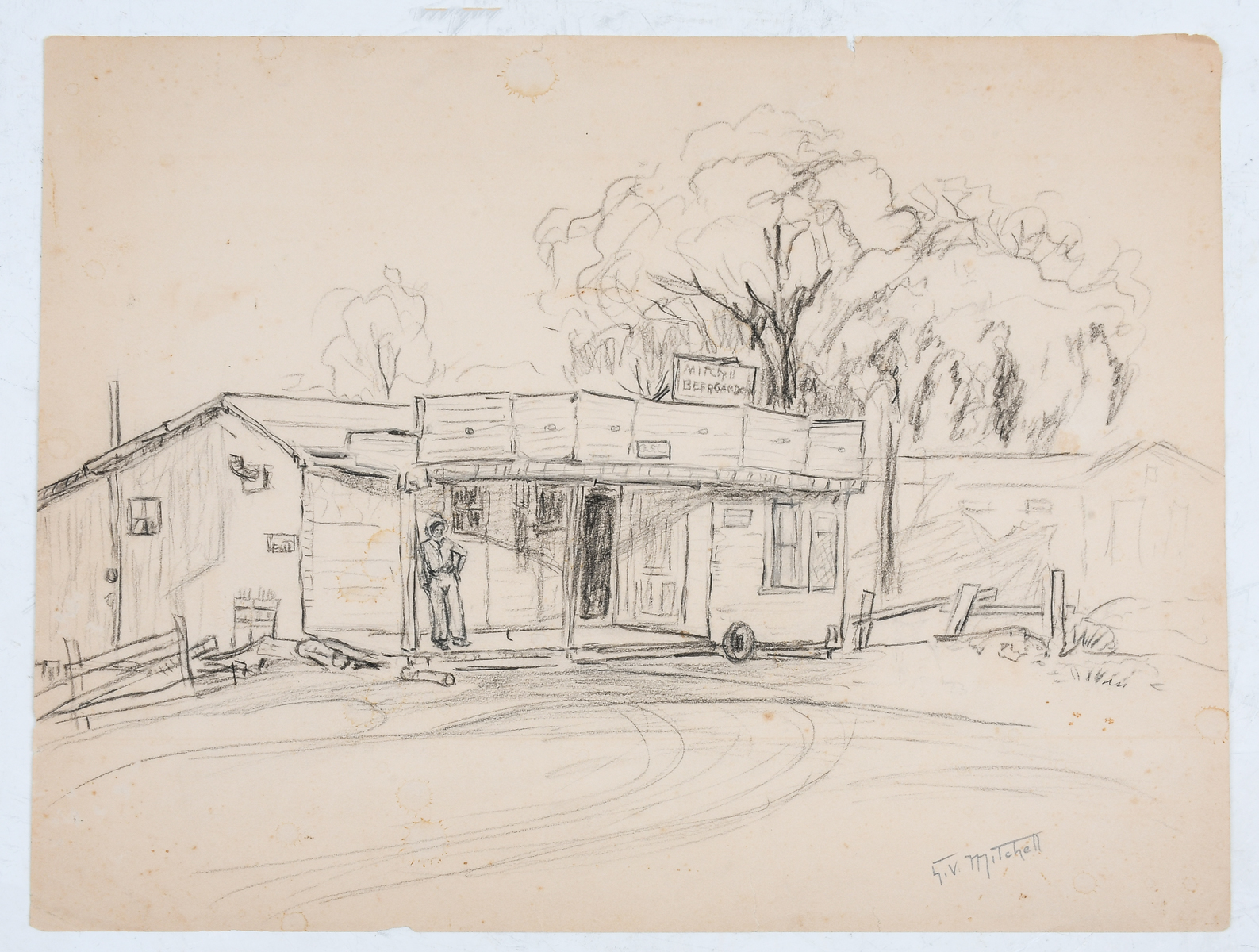 Appraisal: MITCHELL Gladys Vinson American - Mitchell Biergarten Florida Pencil Paper