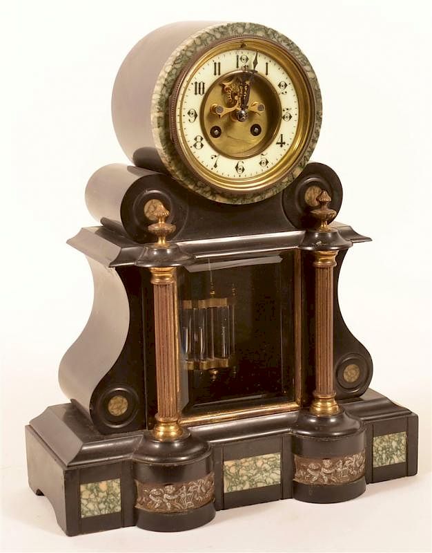 Appraisal: French Marble Mantle Clock French Marble Mantle Clock with an