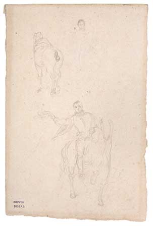 Appraisal: EDGAR DEGAS French - Double-Sided Drawing with Studies of Male