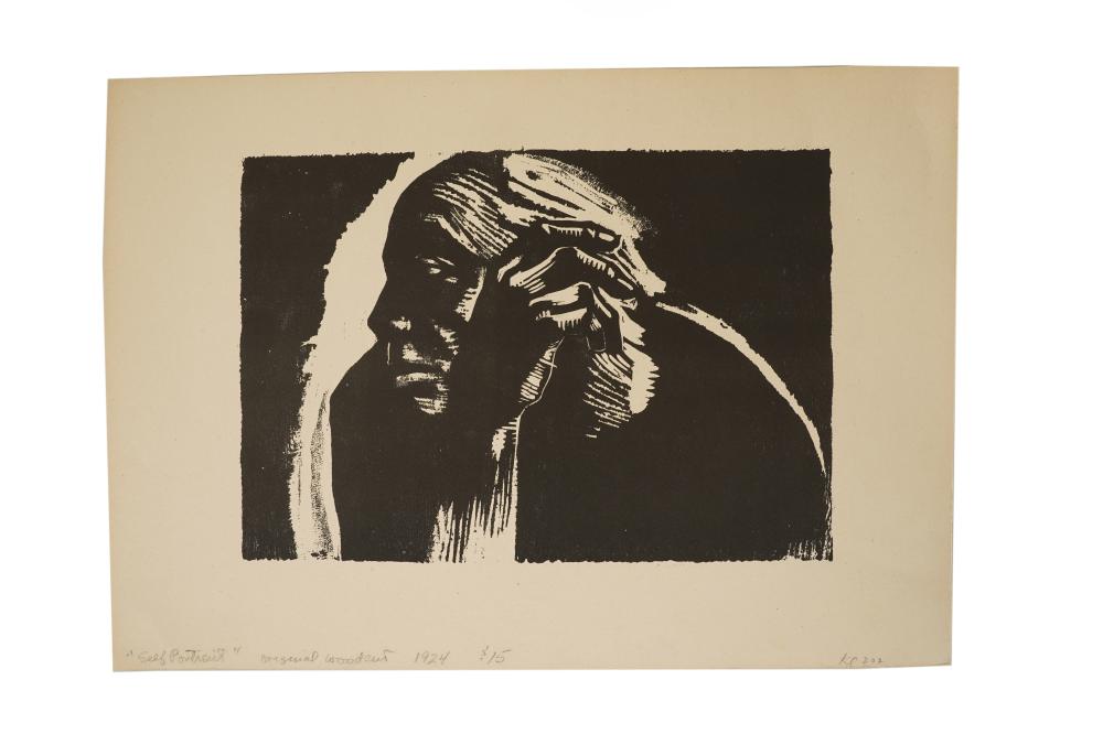 Appraisal: KATHE KOLLWITZ - SELF PORTRAIT woodcut unsigned x inches image