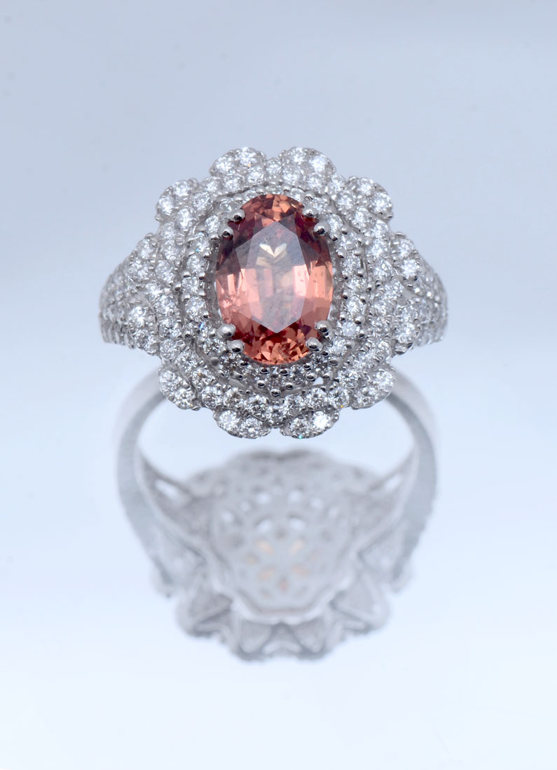 Appraisal: RARE NO HEAT CT MANDARIN SAPPHIRE DIAMOND RING IN PLATINUM