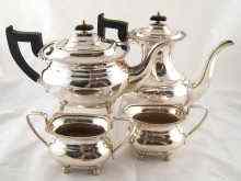 Appraisal: A four piece silver plated teaset on paw feet with