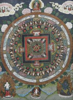 Appraisal: Tibetan Kalachakra Mandala Depicting the palace of the Kalachakra deities