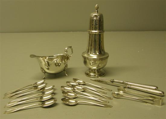 Appraisal: George V silver sugar castor with flame finial reeded waist