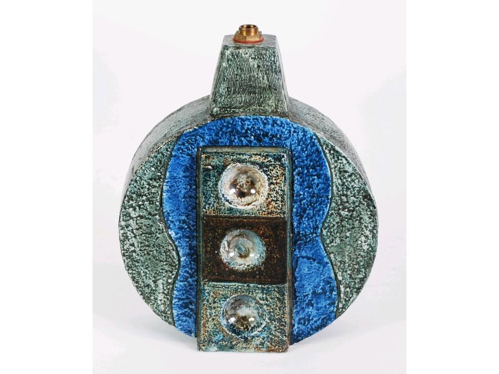 Appraisal: TROIKA MOULDED POTTERY WHEEL TABLE LAMP BASE by Alison Brigden