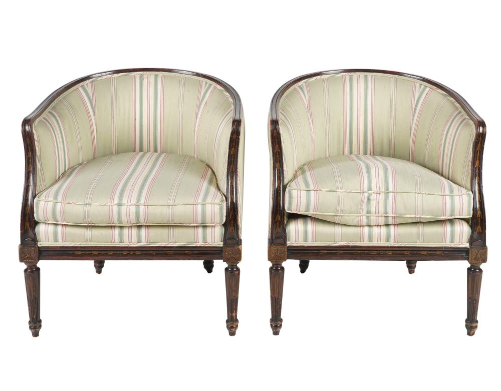 Appraisal: PAIR OF NEOCLASSIC-STYLE BERGERESafter no label the frames with gilt-painted