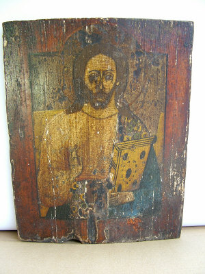 Appraisal: A late th century Greek icon Christ Pantocrator on panel