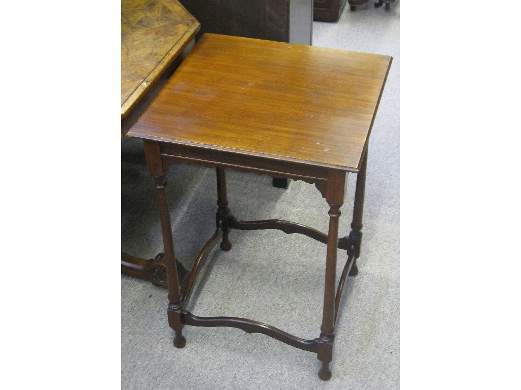 Appraisal: Mahogany square occasional table