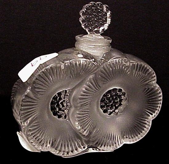 Appraisal: Lalique perfume bottle Deux Fleurs double flower design with floral