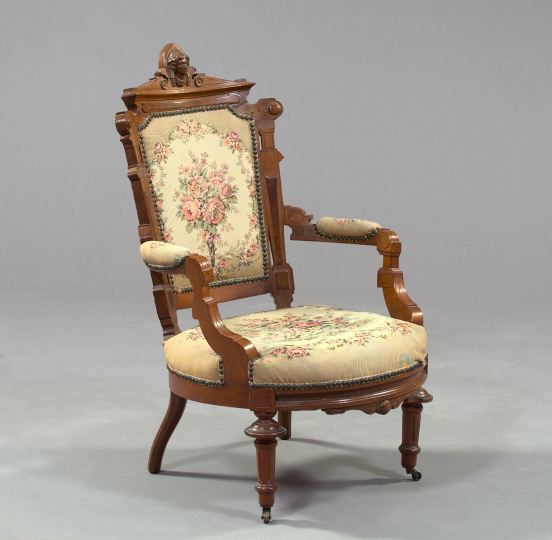 Appraisal: American Renaissance Revival Walnut Armchair in the manner of John