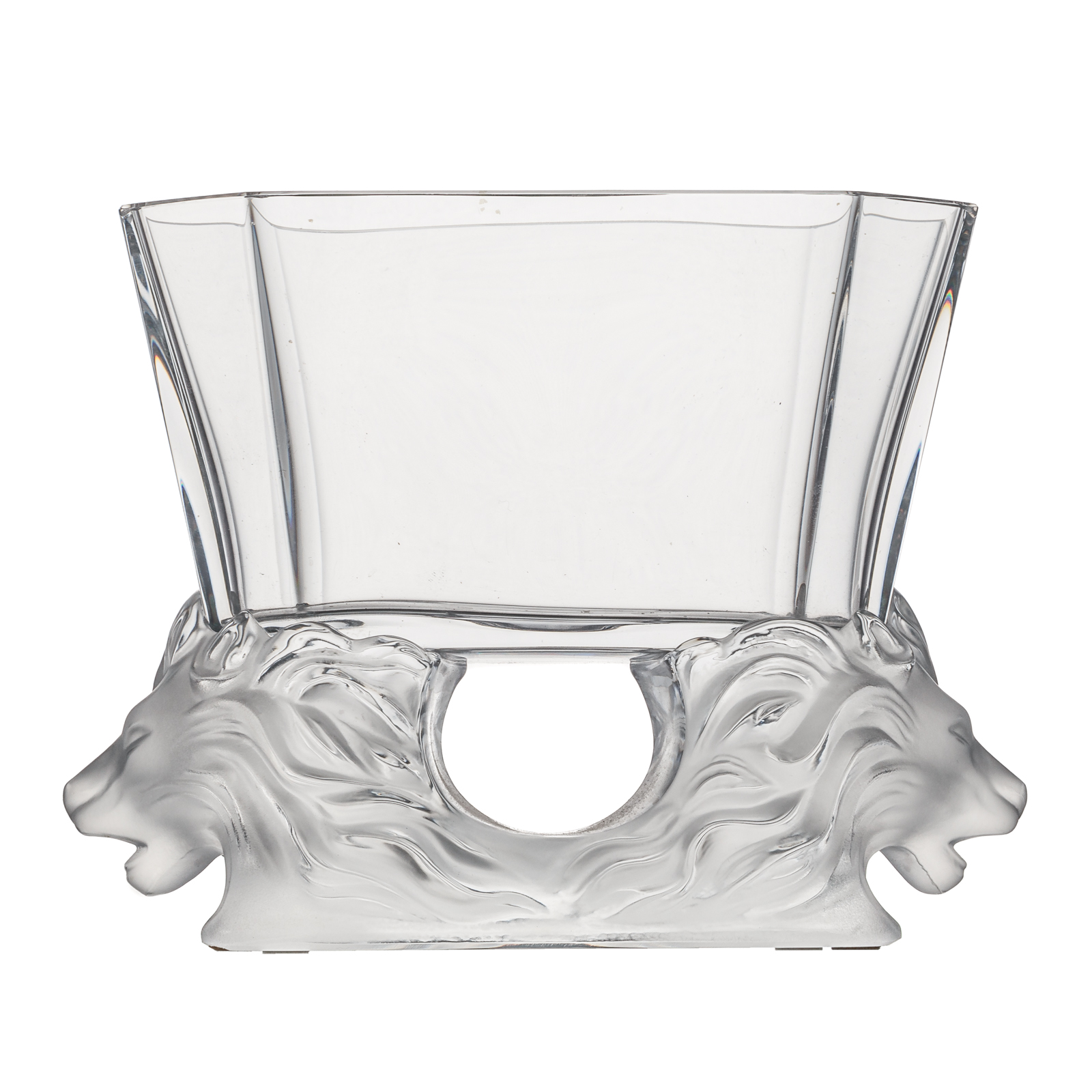 Appraisal: LALIQUE MOLDED FROSTED CLEAR VENISE VASE Octagonal bowl supported by