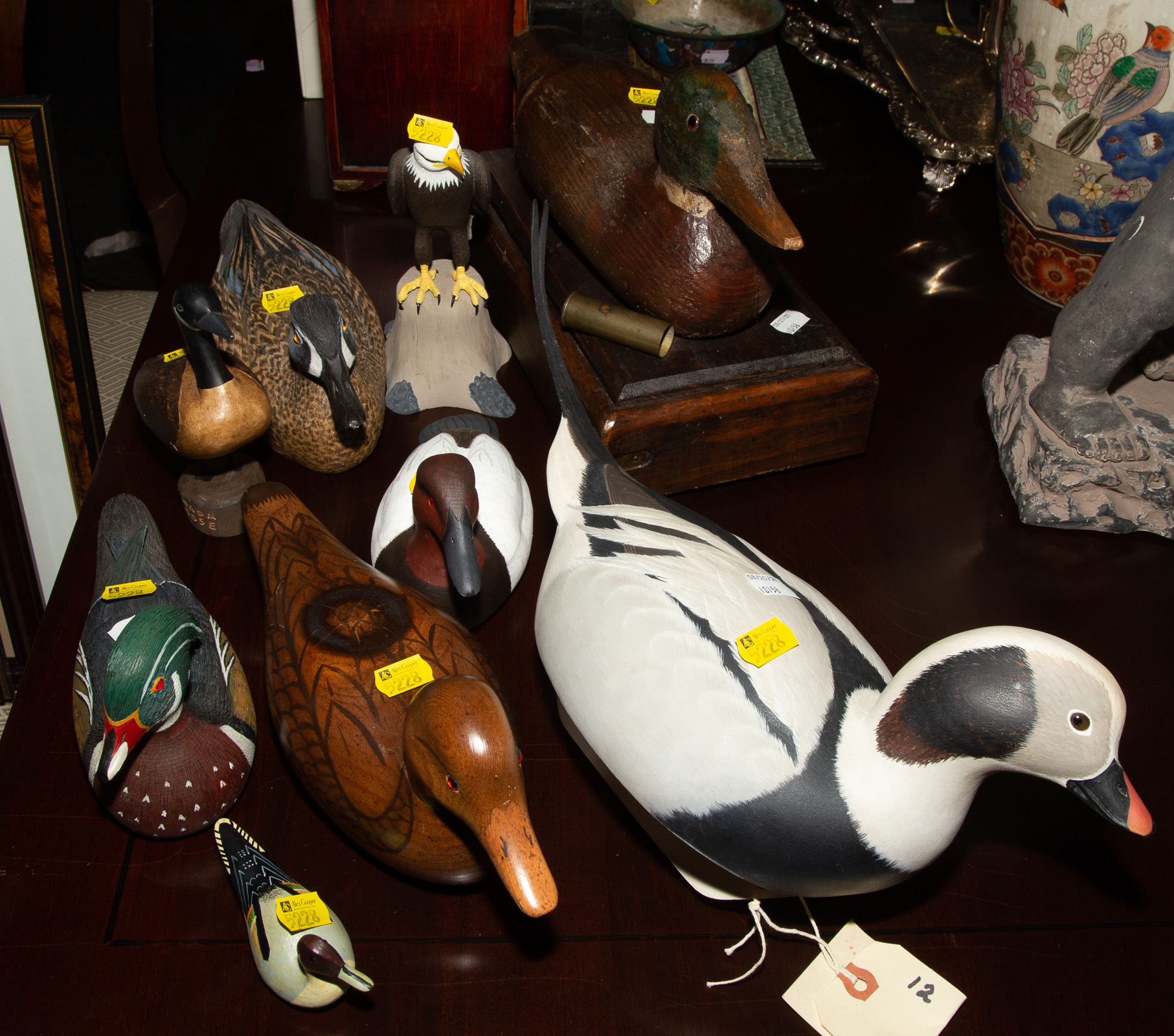 Appraisal: ASSORTED DECORATIVE BIRD FIGURES Includes a prize-winning Drake Oldsquaw by