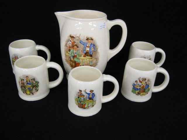 Appraisal: Erphila Czechoslovakia Art Pottery Pitcher mugs various tavern scenes