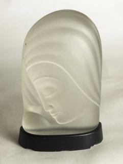 Appraisal: Glass Sculpture Art Deco Woman s Bowed Head Frosted Base