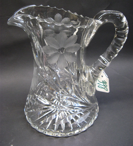 Appraisal: AMERICAN CUT CRYSTAL WATER PITCHER H the body cut with