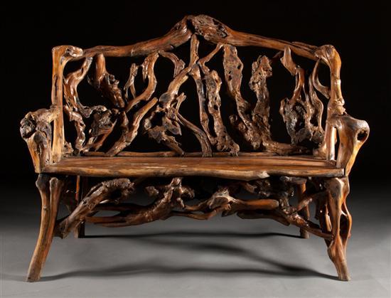 Appraisal: American Vernacular Adirondack bench th century in H in L