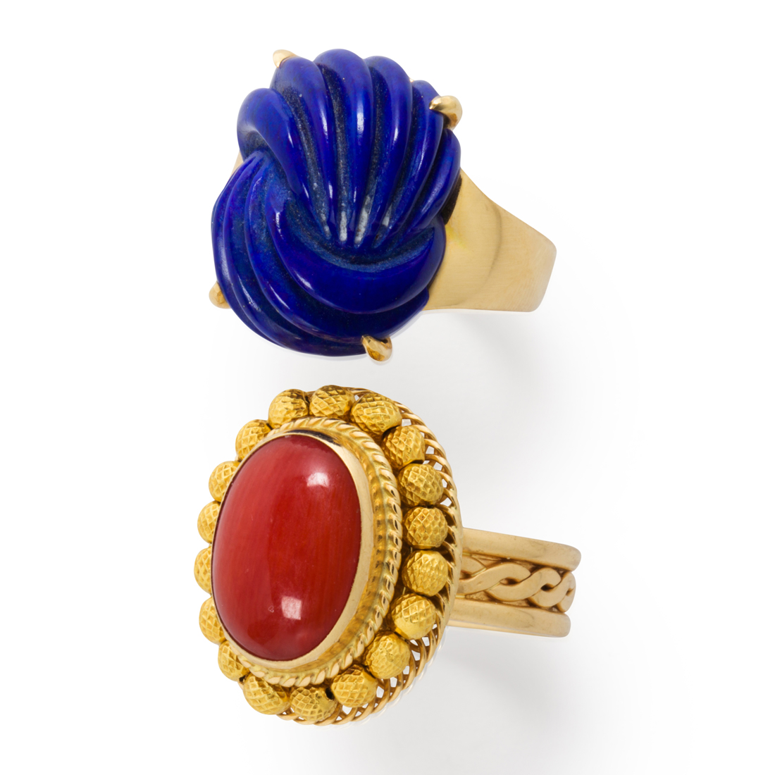 Appraisal: A GROUP OF GEMSTONE AND EIGHTEEN KARAT GOLD RING A