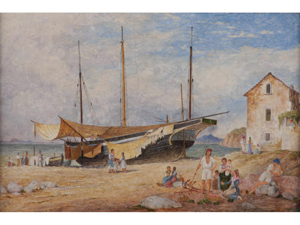 Appraisal: Edward William Cooke - The Beach oil on board titled