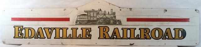 Appraisal: PAINTED TIN SIGN EDAVILLE RAILROAD SO CARVER MASS LONG X