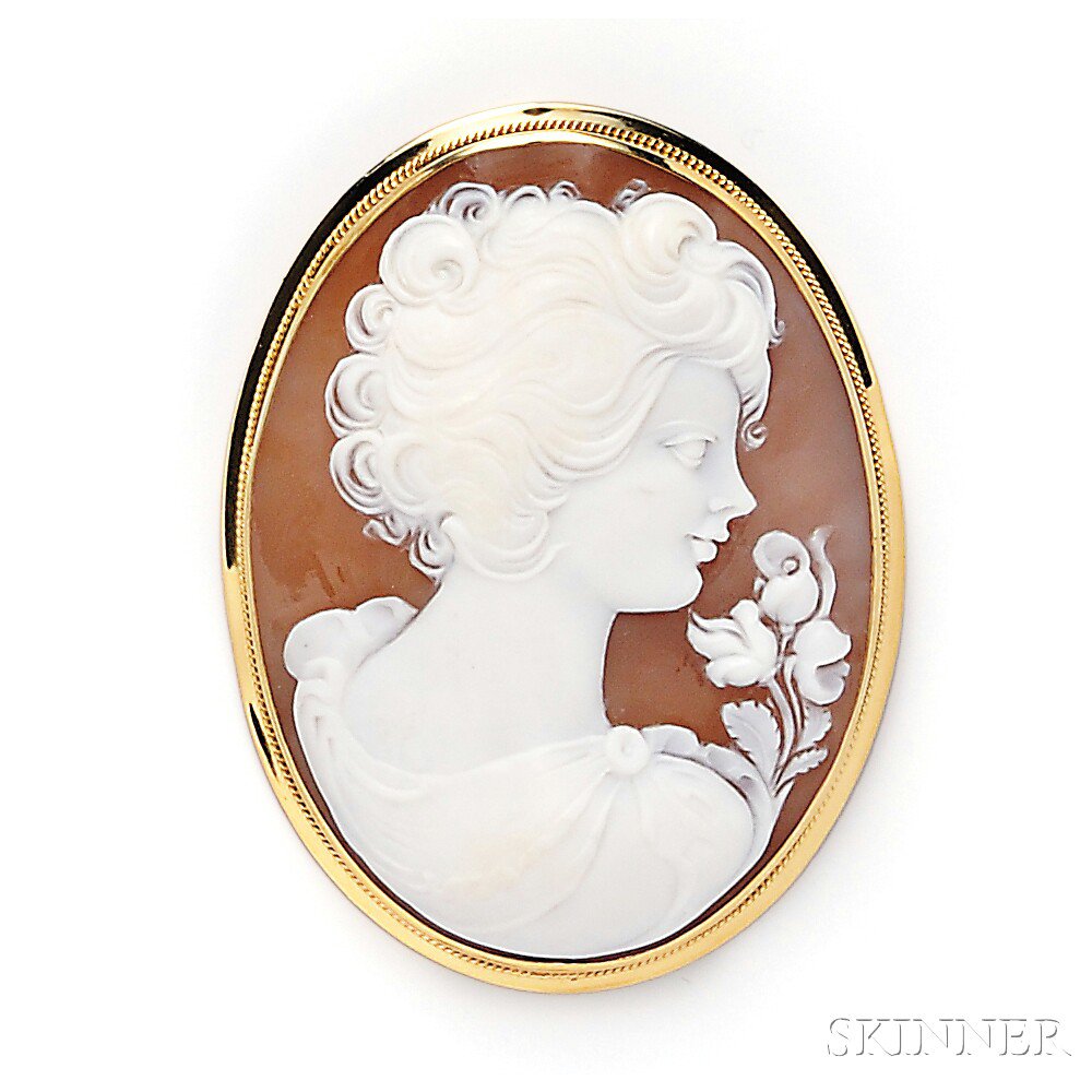 Appraisal: kt Gold and Shell Cameo Pendant Brooch depicting a lady