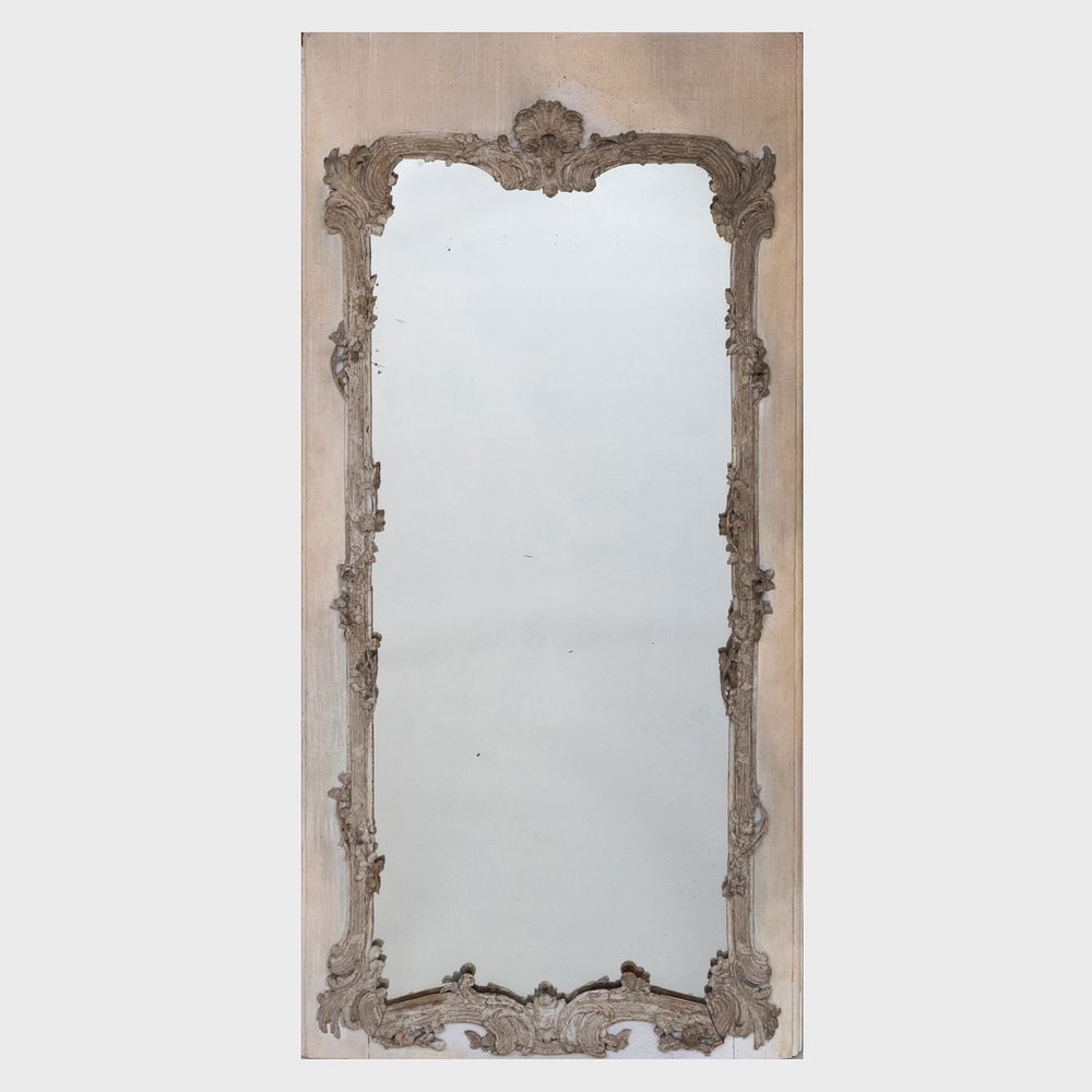 Appraisal: Louis XV Provincial Grey and Cream Painted Trumeau Mirror ft