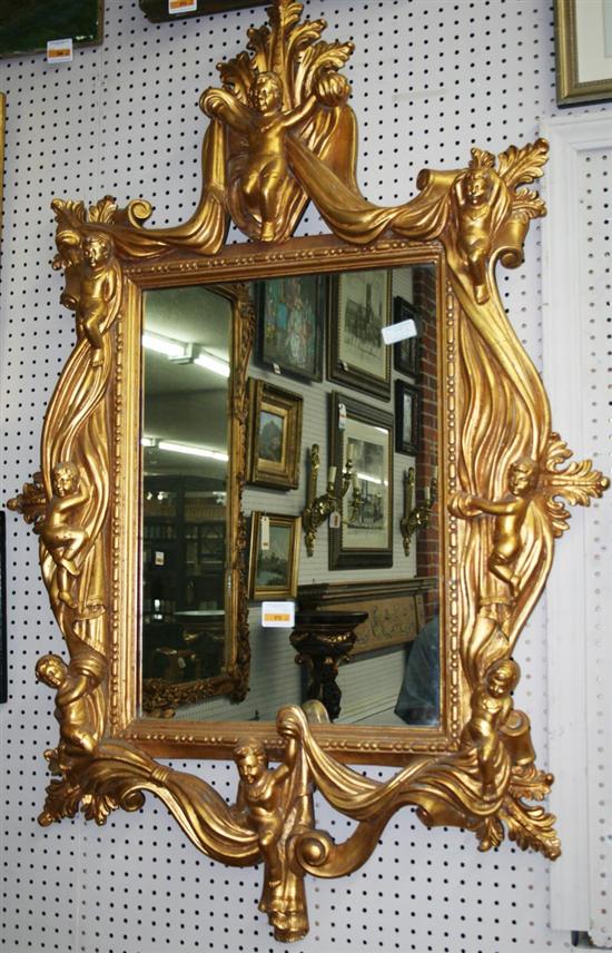 Appraisal: Pair Continental carved giltwood mirrors carved pediment over rectangular framed