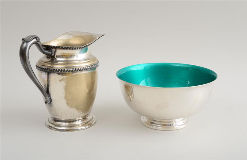 Appraisal: REED AND BARTON SILVER-PLATED REVERE BOWL WITH GREEN ENAMEL INTERIOR