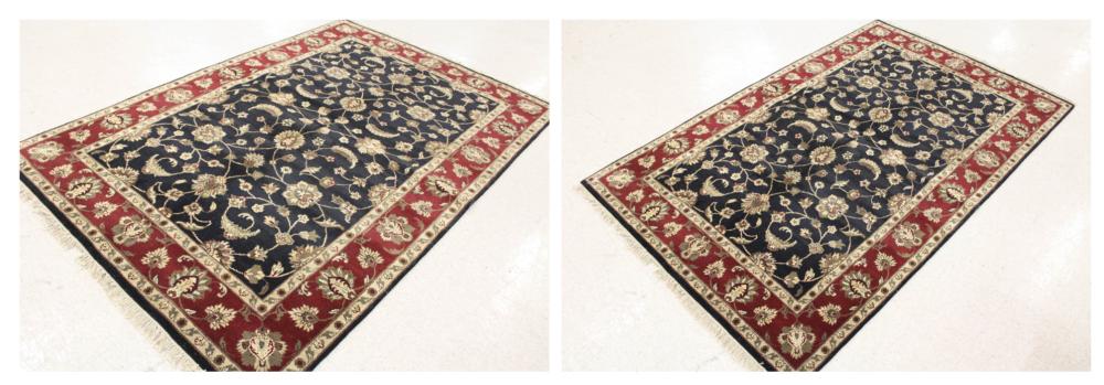 Appraisal: TWO SIMILAR HAND KNOTTED ORIENTAL RUGS Indo-Persian overall floral design