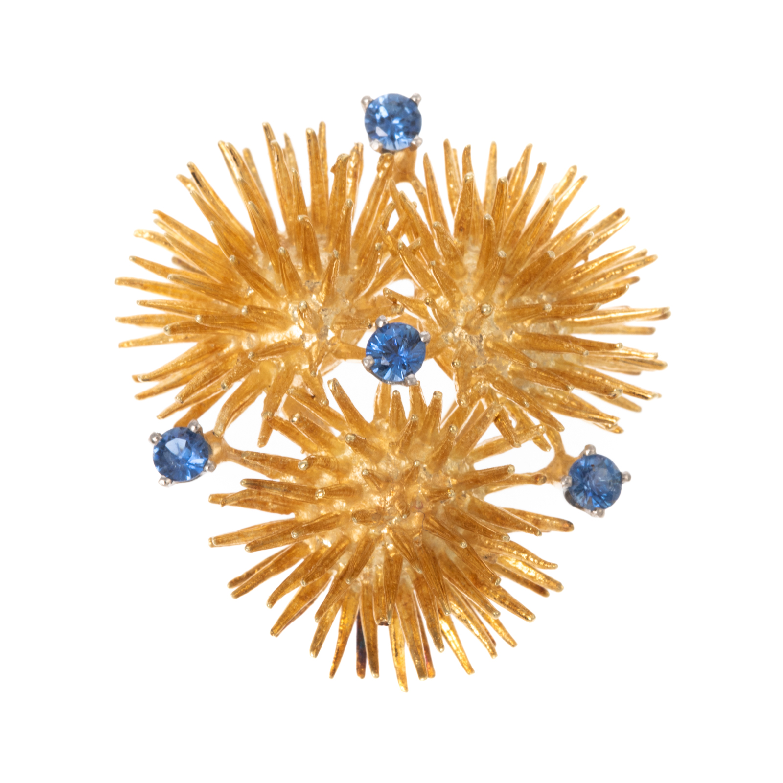 Appraisal: A VINTAGE SAPPHIRE THISTLE PENDANT IN K K yellow gold