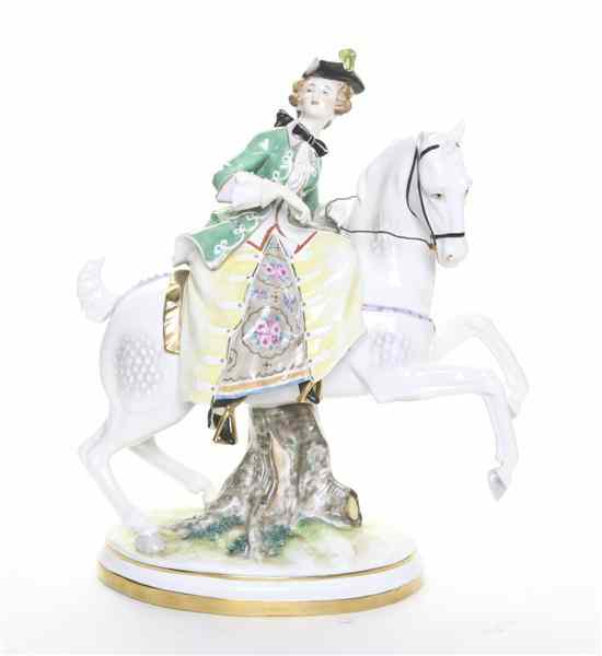 Appraisal: A German Porcelain Figural Group depicting a lady in th