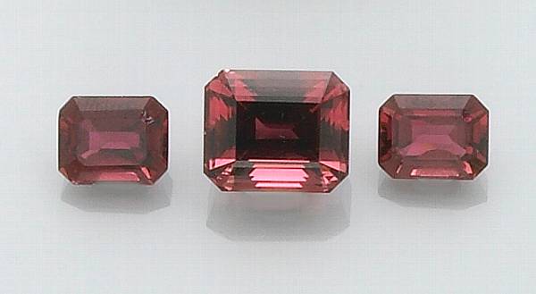 Appraisal: A Suite of Three Rubellite Tourmalines Brazil An attractive suite