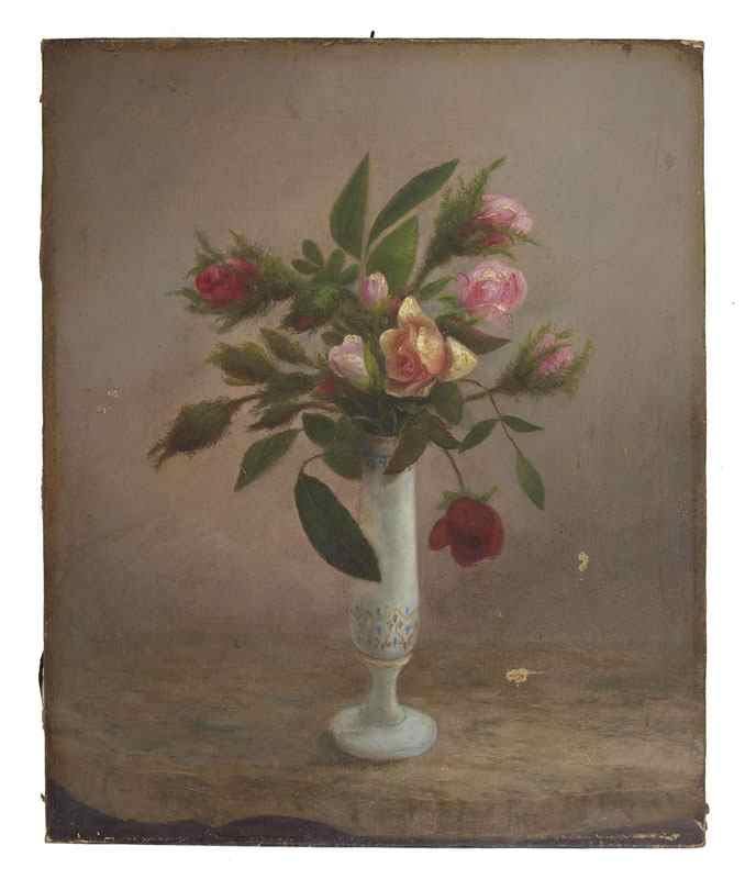 Appraisal: VERY GOOD TH CENTURY FLORAL STILL LIFE DEPICTING ROSES AND