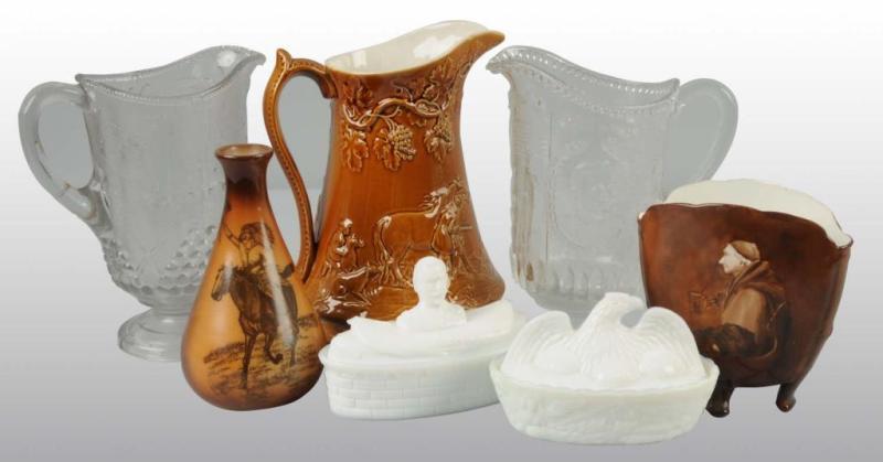 Appraisal: Lot of Historical Glass Pieces Description Includes three-mold four-mold pottery