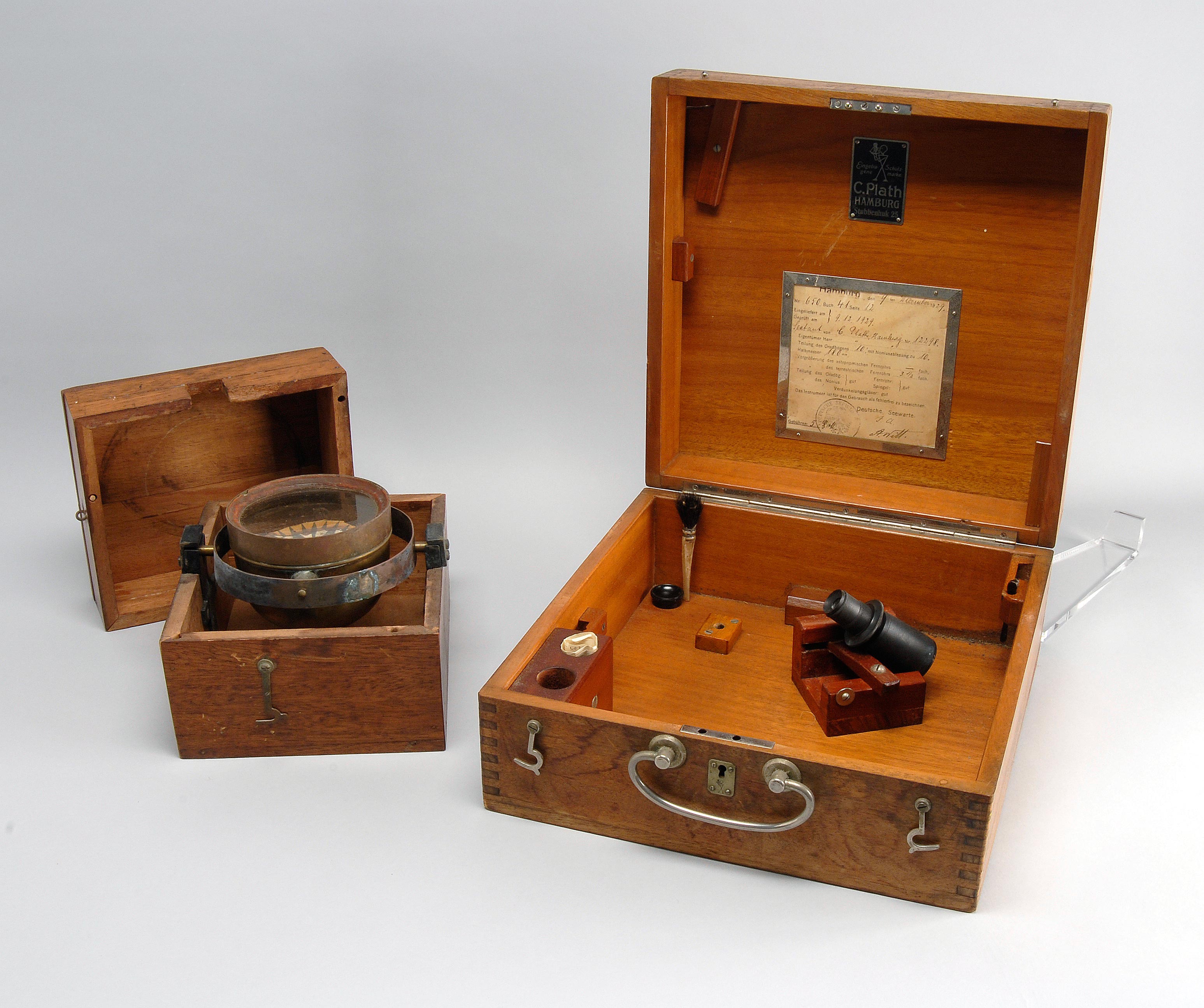 Appraisal: CASED DRY CARD COMPASS Together with a box for a