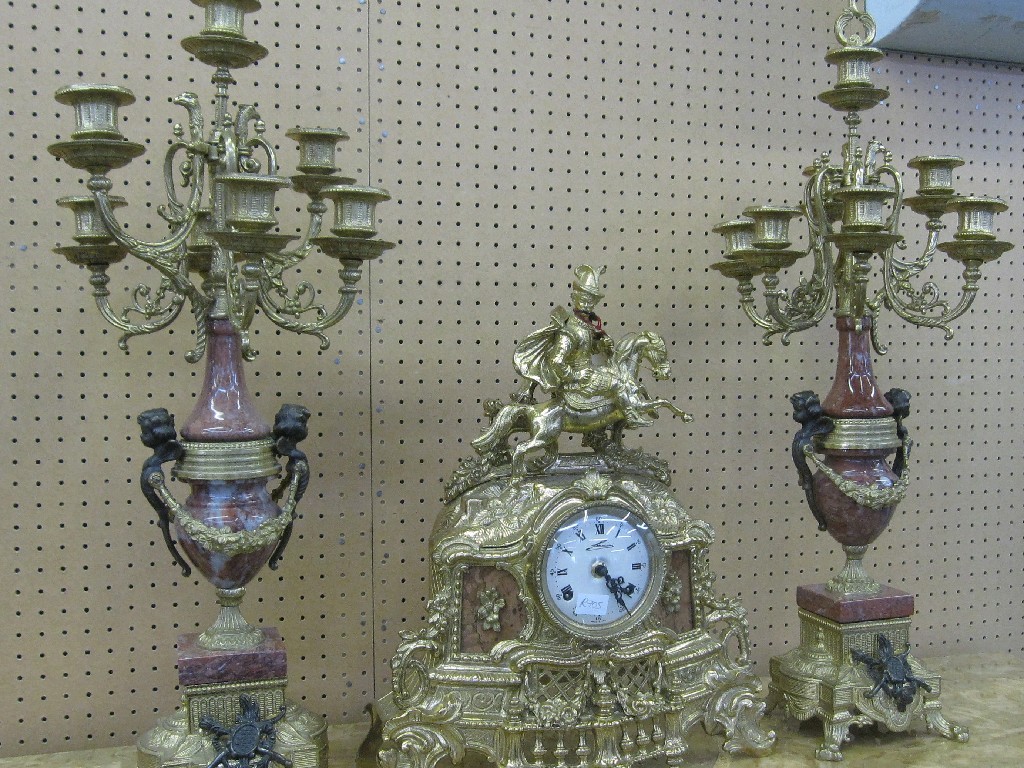 Appraisal: Reproduction three piece clock garniture