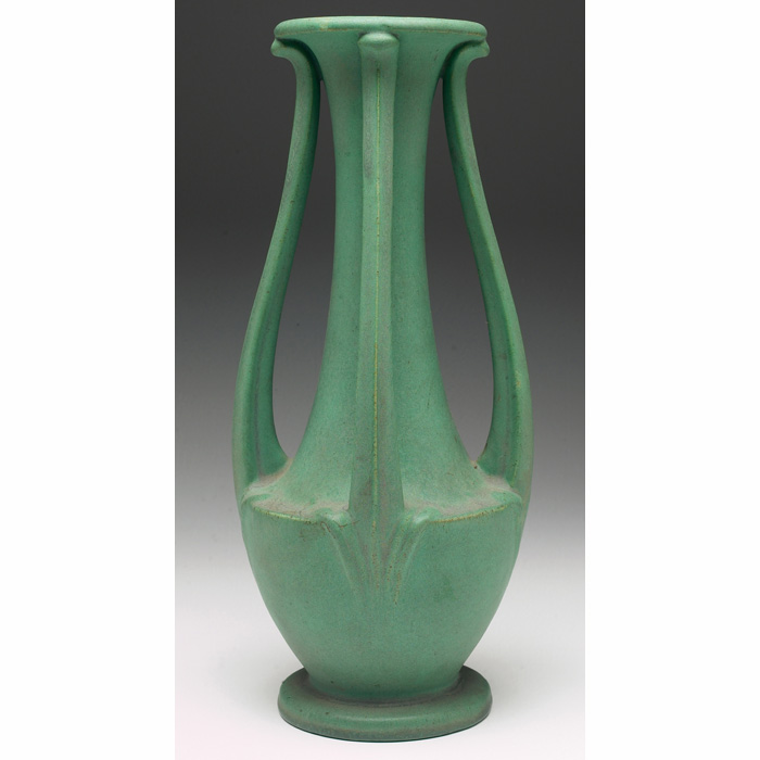 Appraisal: Teco vase designed by William Dodd four-handled shape under a