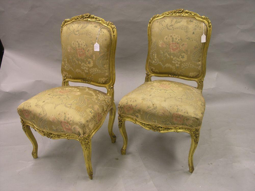 Appraisal: A pair of Louis XV style giltwood single chairs with