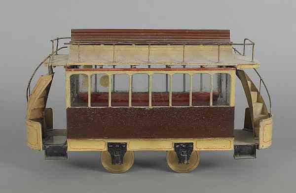 Appraisal: Painted wood and wire trolley car early th c h