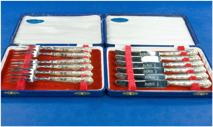 Appraisal: Boxed Set of Six Silver Handled Tea Knives Also a