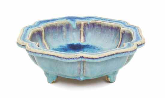 Appraisal: A Jun Ware Narcissus Bowl of shaped lobed form with