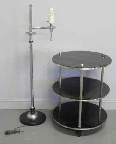 Appraisal: Art Deco Style End Table and an Art Deco StandingLamp