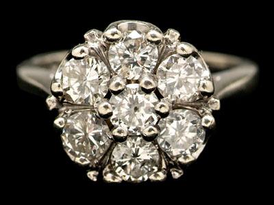 Appraisal: Diamond cluster ring seven round brilliant-cut diamonds total estimated weight