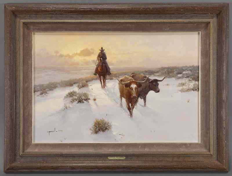 Appraisal: Robert Pummill ''Last of the Strays'' oil paintingon canvas Canvas