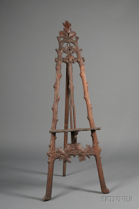 Appraisal: German Swiss Carved Walnut Picture Easel late th century of