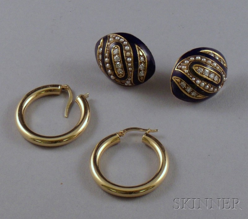 Appraisal: Pair of kt Gold Hoops and a Pair of kt