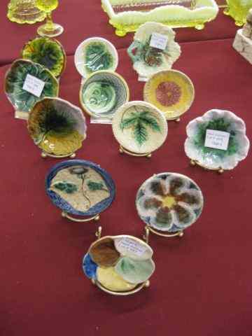 Appraisal: Collection of Majolica Pottery Butter Pats th century includes seaweed