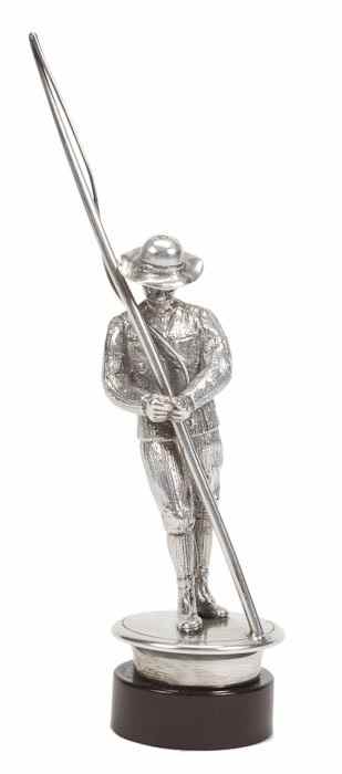 Appraisal: A silver fisherman car mascot by Barker Brothers Silver Ltd