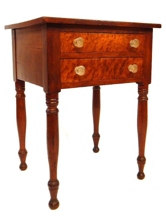 Appraisal: Sheraton two drawer stand th C cherry with figured maple