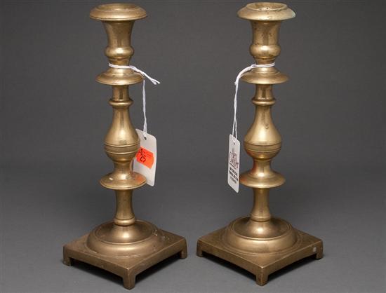 Appraisal: Pair of Russian cast brass candlesticks late th century early